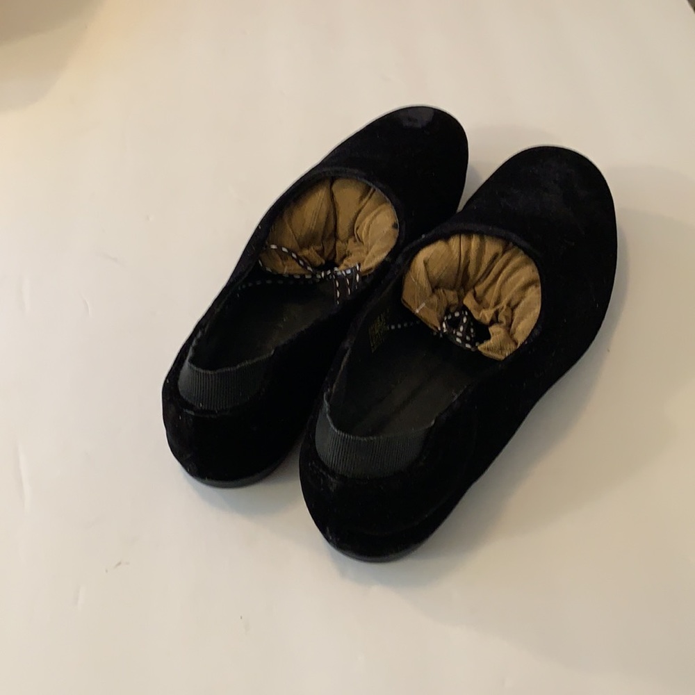 J JILL BLACK VELVET FLATS SZ 7 1/2 B FABRIC UPPER LEATHER LINING AND SOLES - Picture 2 of 8